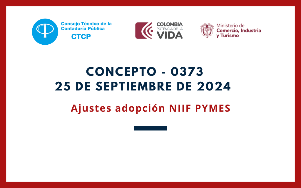 CTCP Concepto 0373 25 Ajustes Adopción NIIF PYMES Realización De