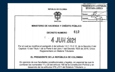 Decreto 612 de 2021 que señala nuevos plazos para el pago de la única cuota de renta para las micros y pequeñas empresas.