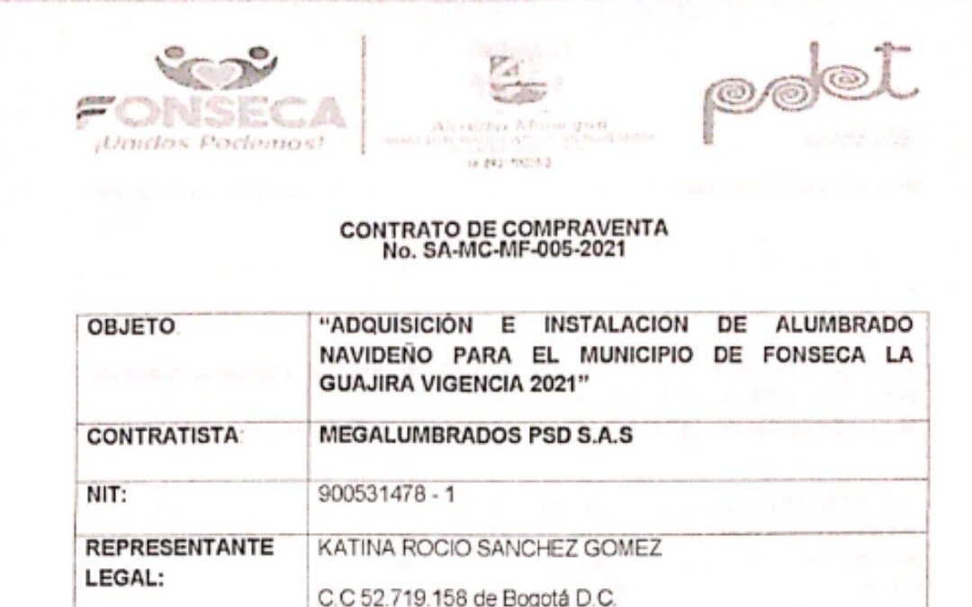 Contrato de Alumbrado Navideño en Fonseca (La Guajira)