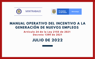 MINISTERIO DEL TRABAJO. Manual Operativo del Incentivo a la Generación de Nuevos Empleos (Artículo 24 de la Ley 2155 de 2021 y Decreto 1399 de 2021)