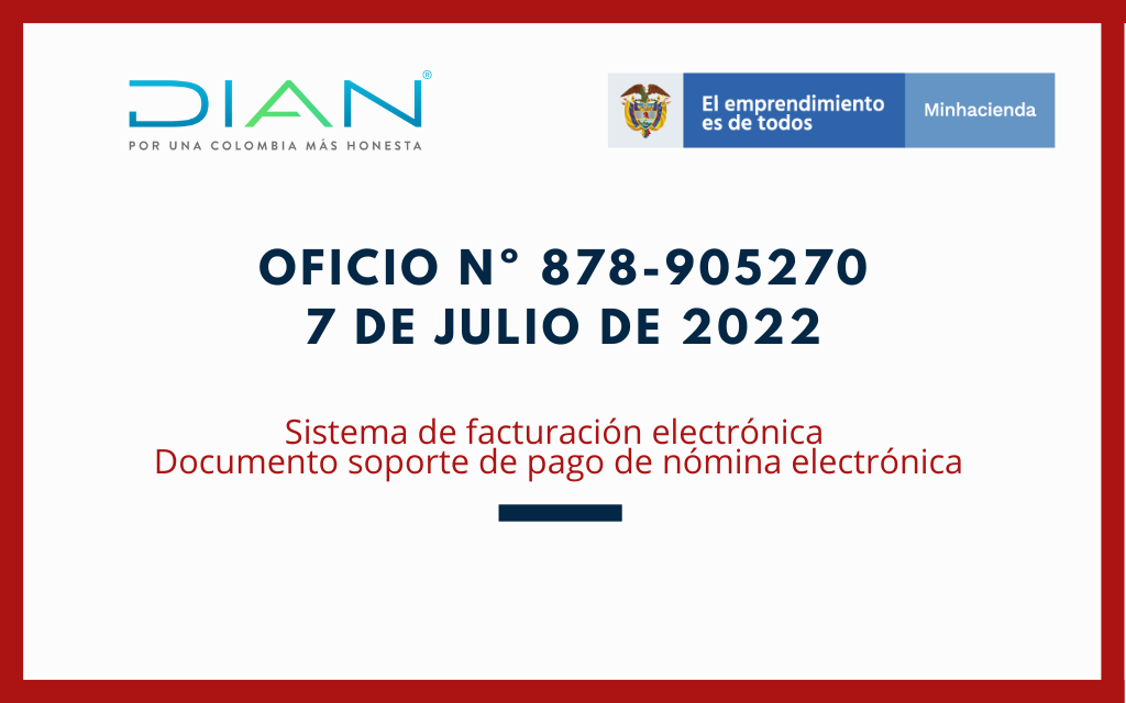 DIAN. Oficio 878 de 2022: Documento soporte de pago de nómina electrónica
