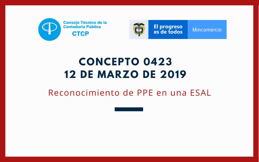 CTCP. Concepto 0423-2019: Reconocimiento de PPE en una ESAL