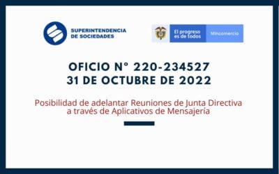 SUPERSOCIEDADES. Oficio 220-234527-2022. Posibilidad de adelantar Reuniones de Junta Directiva a través de Aplicativos de Mensajería
