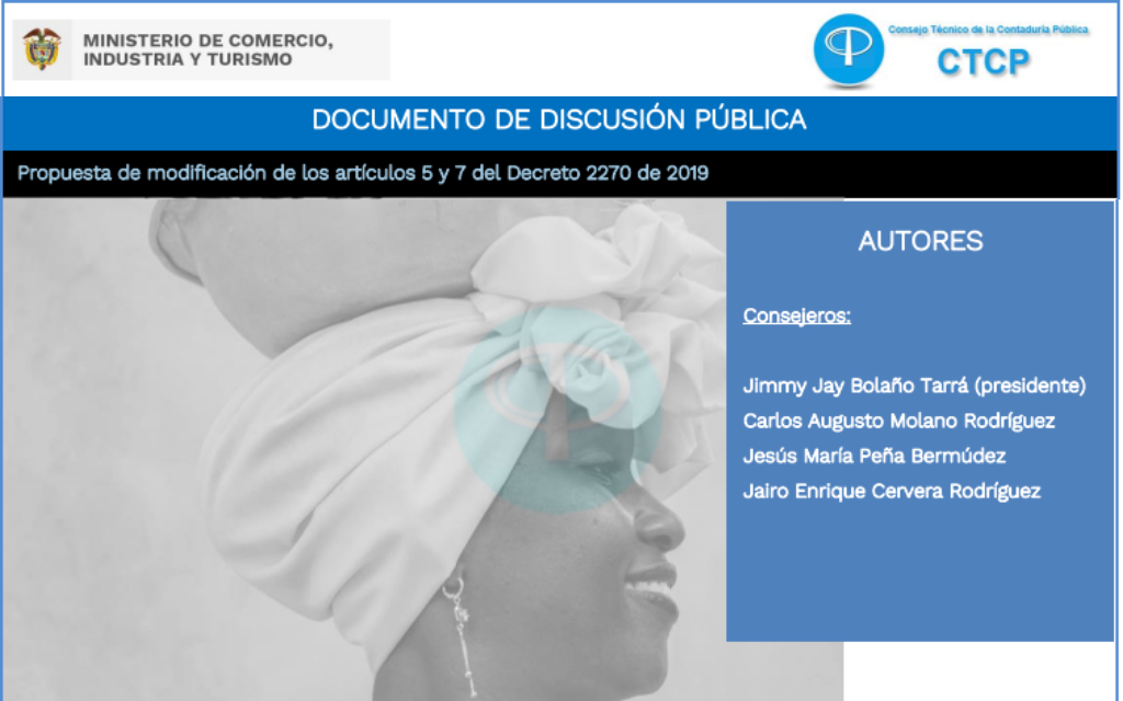 CTCP. Documento de discusión pública. Propuesta de modificación de los artículos 5 y 7 del Decreto 2270 de 2019