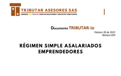 Tributar Asesores. Concepto sobre el régimen simple de los asalariados emprendedores