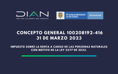 DIAN. Concepto General 100208192-416 de 2023. Impuesto sobre la renta a cargo de las personas naturales con motivo de la Ley 2277 de 2022.