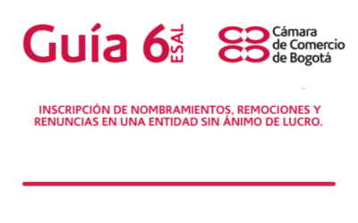 CÁMARA DE COMERCIO BOGOTÁ. Guía de inscripción de nombramientos, remociones y renuncias en una entidad sin ánimo de lucro.