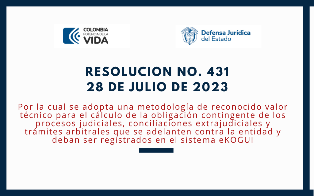 AGENCIA NACIONAL DE DEFENSA JURIDICA DEL ESTADO. Resolución 431-2023