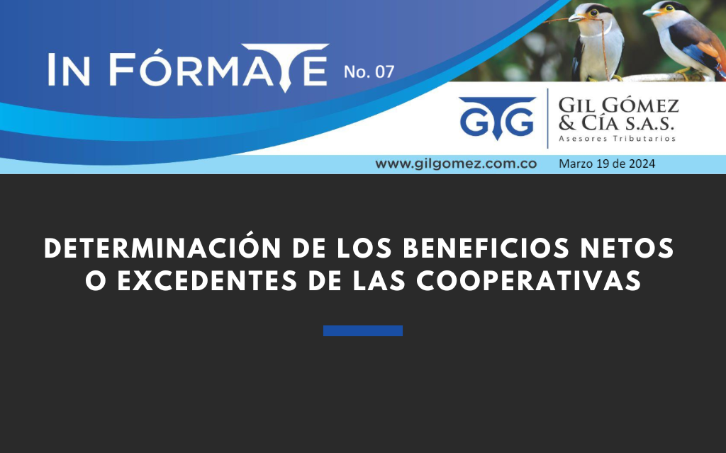 GIL GÓMEZ Y CIA. INFÓRMATE No. 07: Determinación de los beneficios netos o excedentes de las cooperativas
