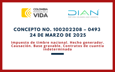DIAN. Concepto 0493-25. Impuesto de timbre nacional. Hecho generador, Causación y Base gravable
