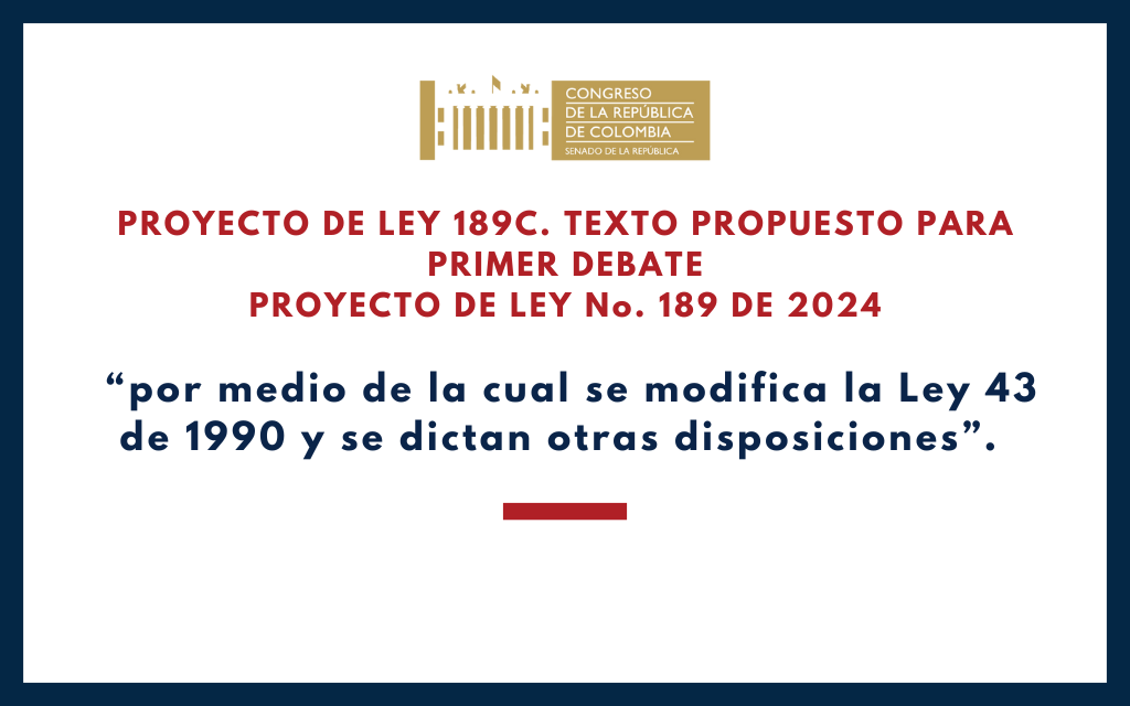 CÁMARA DE REPRESENTANTES. Proyecto de ley 189C. TEXTO PROPUESTO PARA PRIMER DEBATE