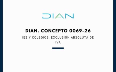DIAN. Concepto 0069-26. IES y Colegios, Exclusión absoluta de IVA