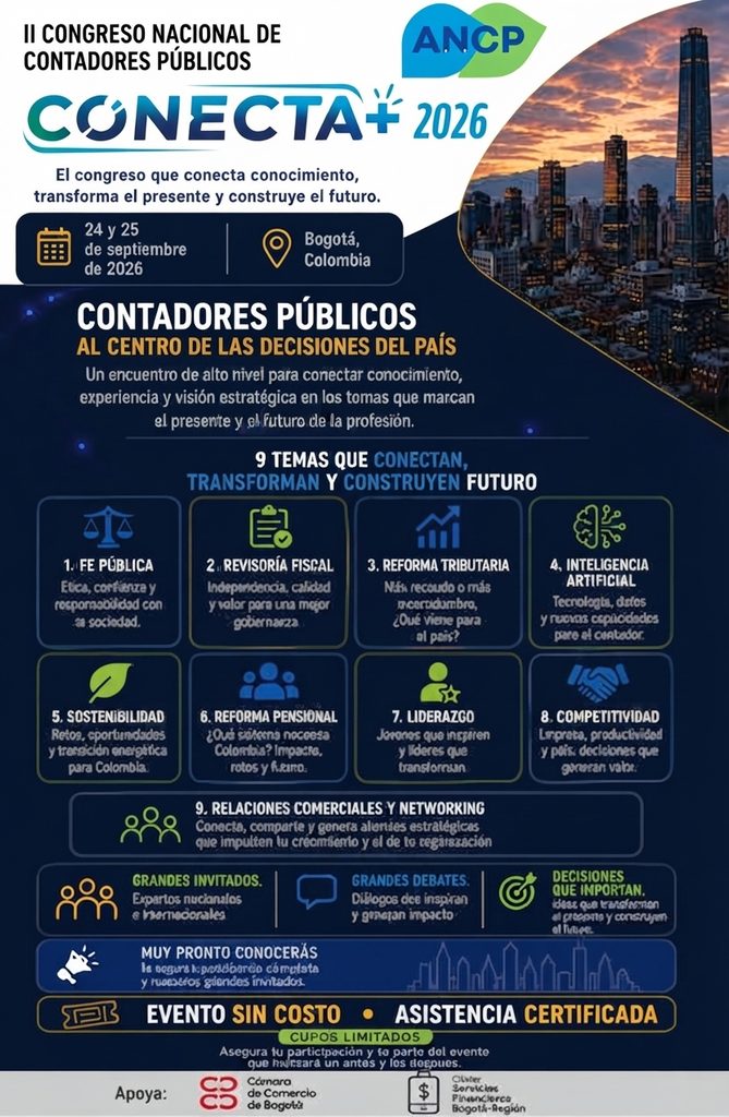 CONECTA+ 2026, el II Congreso Nacional de Contadores Públicos Temas